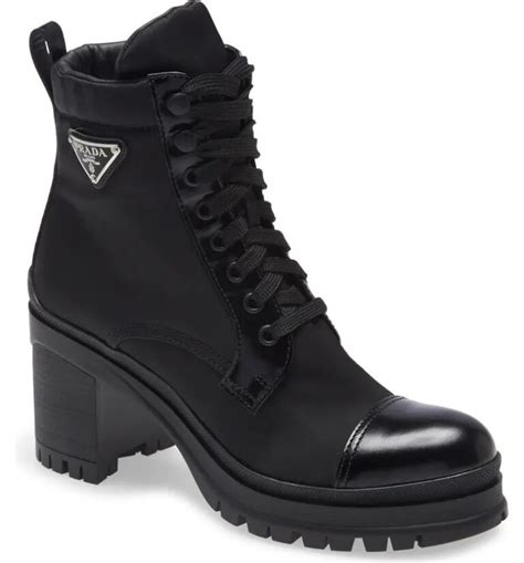 prada ankle boots sommer|Prada block heel combat boots.